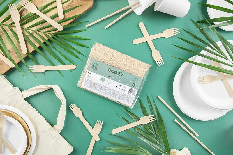 Fourchettes en bois 15,5 cm – lot de 100 couverts jetables pour réception et événement