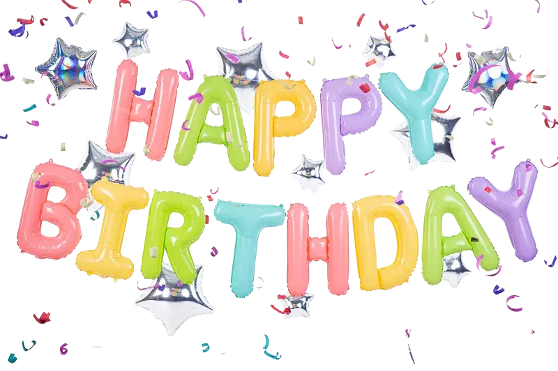 Ballon Mylar Happy Birthday multicolore 395 x 35 cm – bannière ballon anniversaire avec étoiles iridescentes