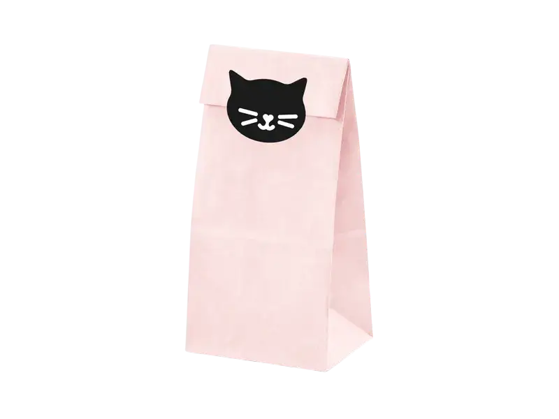 Sachets à friandises Chaton 8 x 18 x 6 cm – lot de 6 sacs cadeaux pour anniversaire enfant