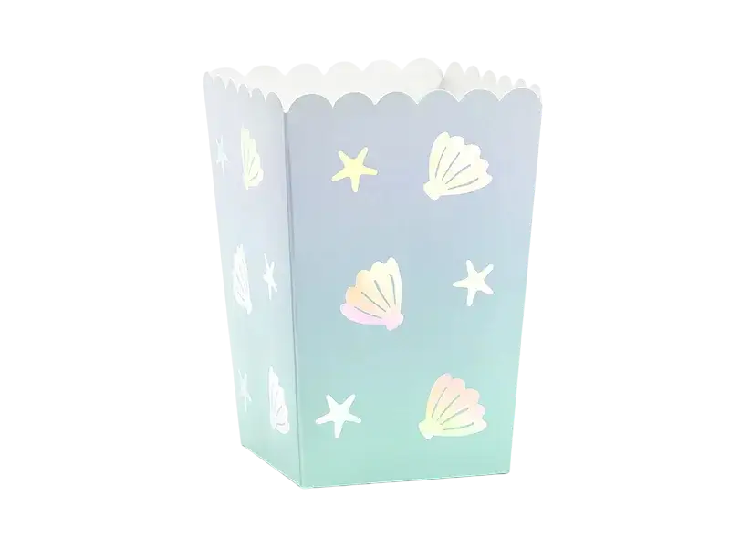 Boîtes à popcorn Narval 7 x 7 x 12,5 cm – lot de 6 boîtes pour anniversaire enfant et fête licorne marine