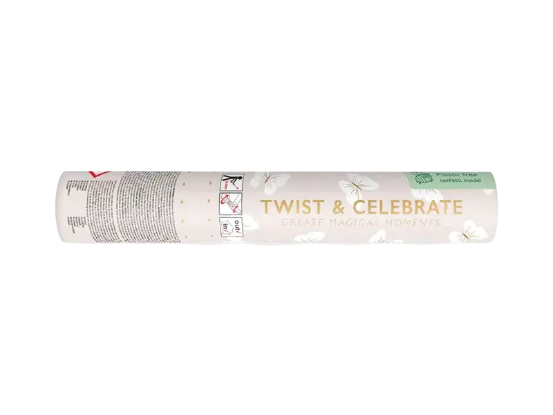 Tube à papillons blancs 20 cm – canon à papillons en papier pour mariage et cérémonie