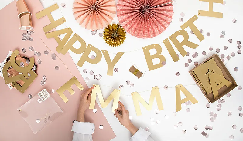 Bannière alphabet dorée 14 cm – kit lettres personnalisables pour anniversaire, mariage et fête