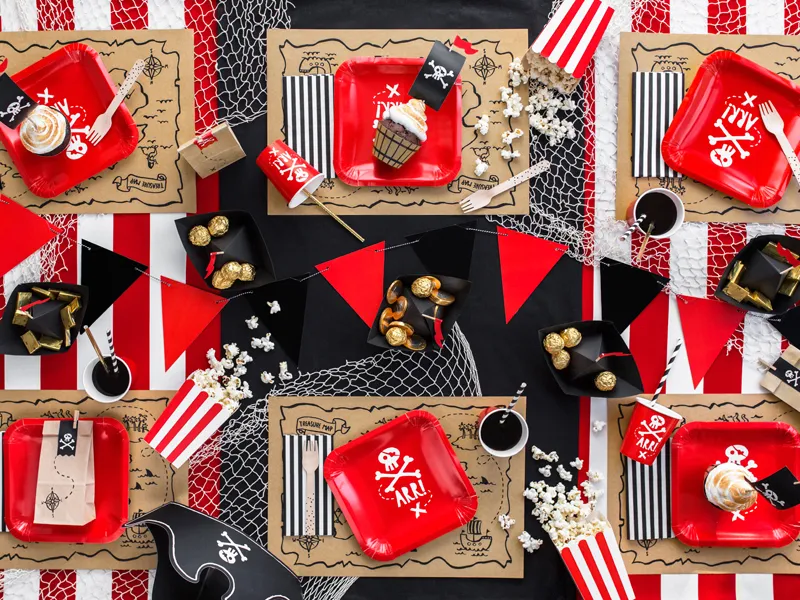 Sets de table Pirates 40 x 30 cm – lot de sets de table en papier pour anniversaire pirate