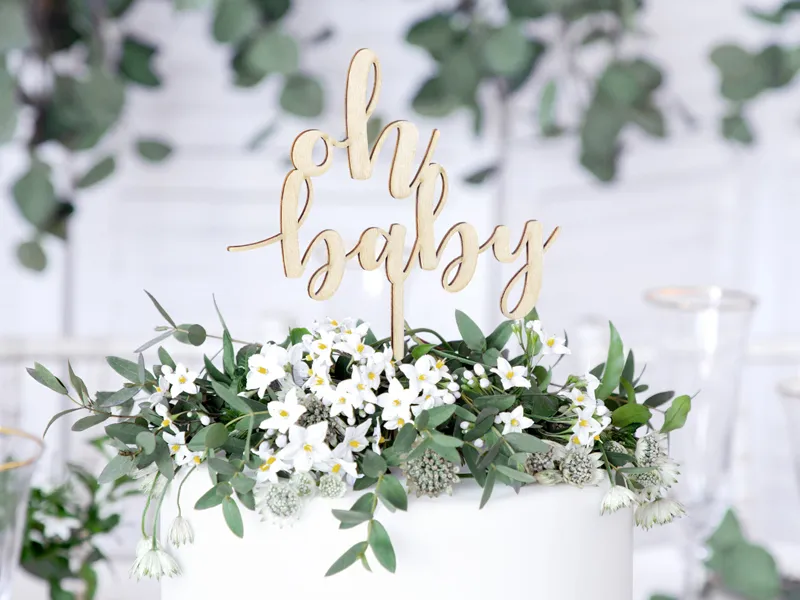 Décoration en bois Oh Bébé 17 cm – décoration élégante pour baby shower et naissance