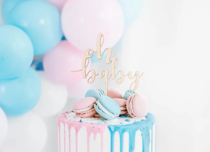 Décoration en bois Oh Bébé 17 cm – décoration élégante pour baby shower et naissance