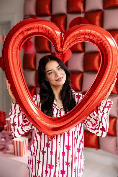 Ballon cœur géant rouge 73 cm – ballon aluminium romantique pour Saint-Valentin, mariage et décoration de fête