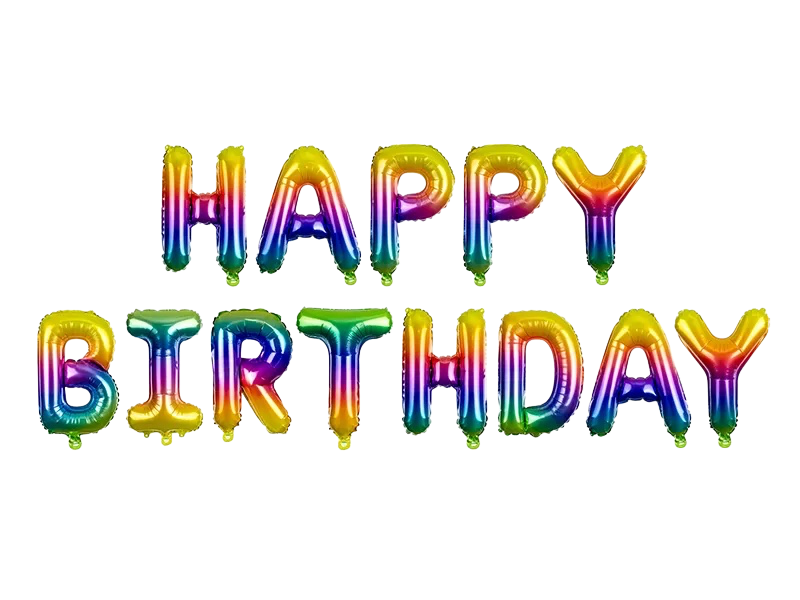 Ballon Mylar Happy Birthday arc-en-ciel 340 x 35 cm – bannière ballon anniversaire multicolore