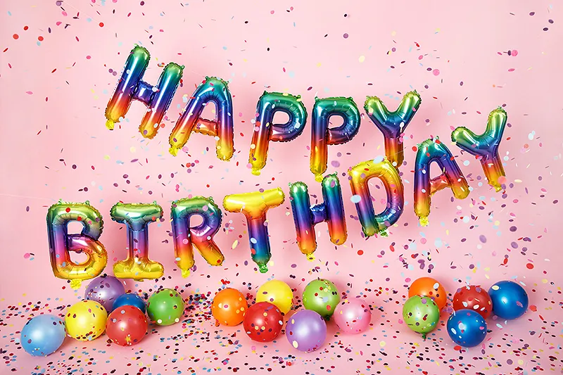 Ballon Mylar Happy Birthday arc-en-ciel 340 x 35 cm – bannière ballon anniversaire multicolore