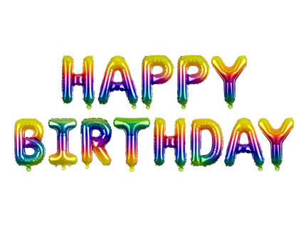 Ballon Mylar Happy Birthday arc-en-ciel 340 x 35 cm – bannière ballon anniversaire multicolore