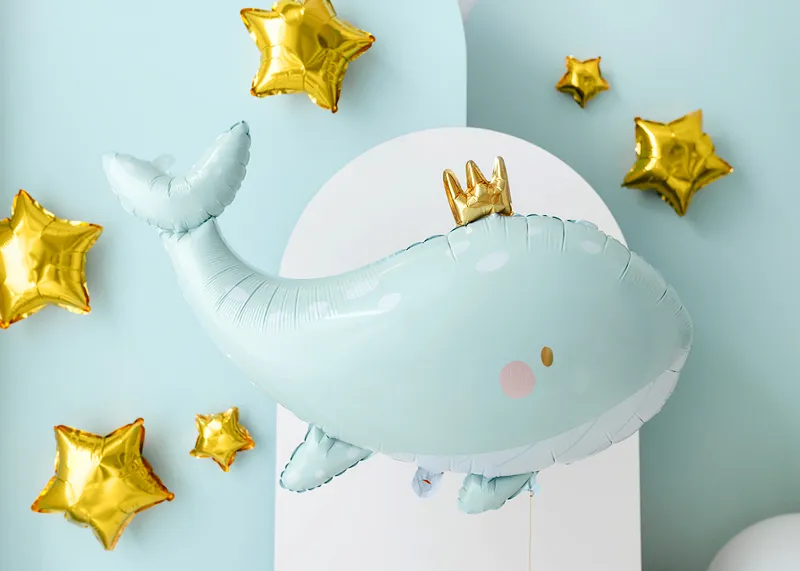 Ballon aluminium Baleine bleue 78 x 50 cm – ballon géant marin pour anniversaire et baby shower