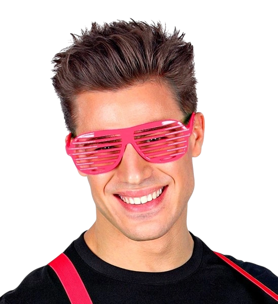 Lunettes à obturateur rose fluo – accessoire festif pour soirée fluo, festival et carnaval