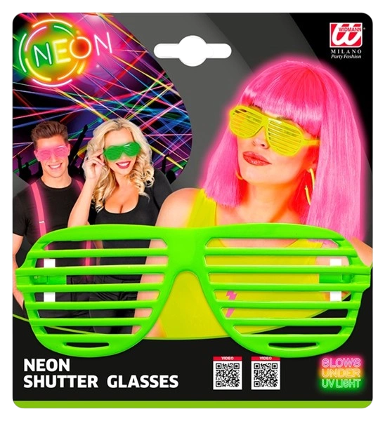 Lunettes à obturateur vert fluo – accessoire festif pour soirée fluo, festival et carnaval