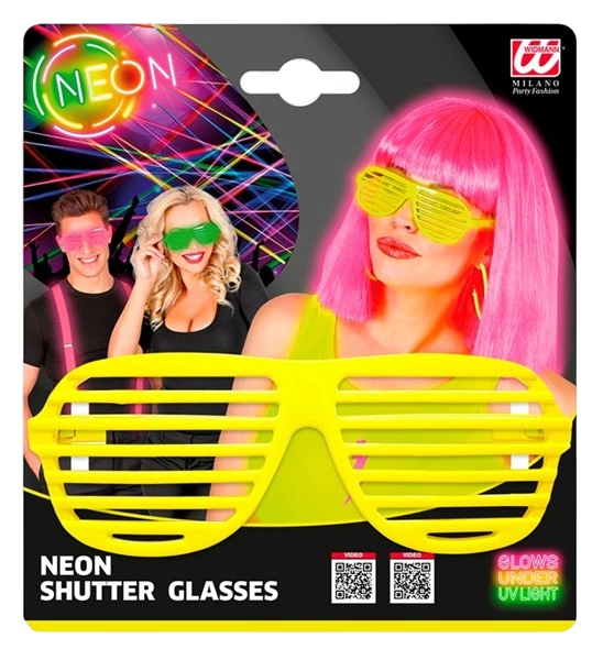 Lunettes à obturateur jaune fluo – accessoire festif pour soirée fluo, festival et carnaval
