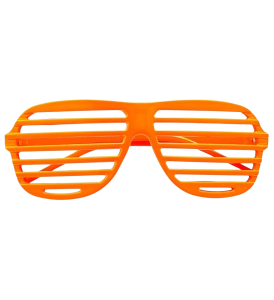 Lunettes à obturateur orange fluo – accessoire festif pour soirée fluo, festival et carnaval