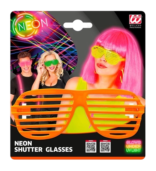 Lunettes à obturateur orange fluo – accessoire festif pour soirée fluo, festival et carnaval