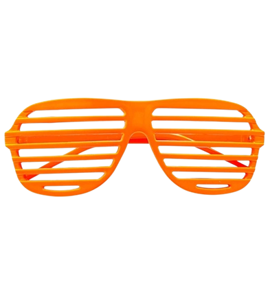 Lunettes à obturateur orange fluo – accessoire festif pour soirée fluo, festival et carnaval