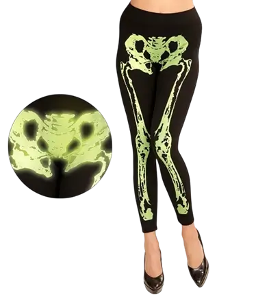 Legging vert fluorescent squelette taille S/M