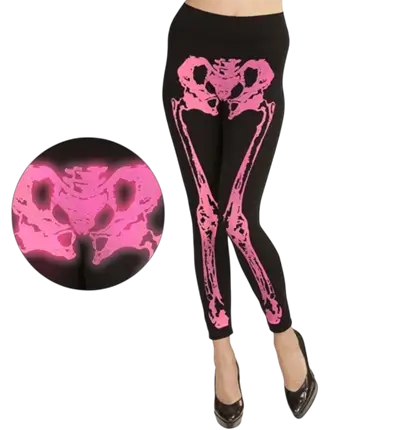 Legging rose fluorescent squelette taille S/M