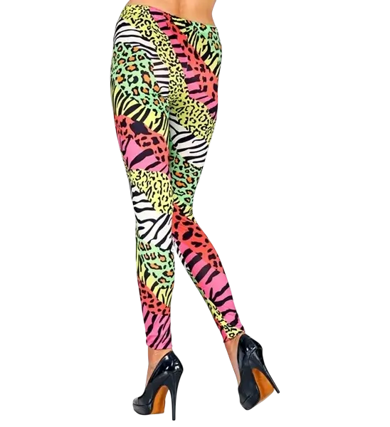Leggings années 80 pour adulte – motif rétro pour soirée à thème - S/M