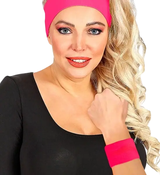 Paire de Poignets Rose Fluo – Bracelets Néon pour Soirée Années 80, Festival &amp; Déguisement