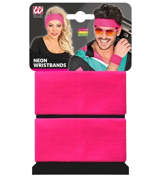 Paire de Poignets Rose Fluo – Bracelets Néon pour Soirée Années 80, Festival &amp; Déguisement