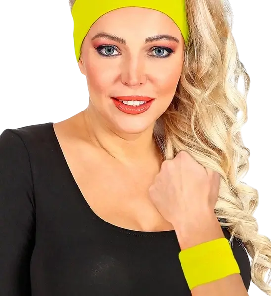 Paire de Poignets Jaune Fluo – Bracelets Néon pour Soirée Années 80, Festival &amp; Déguisement