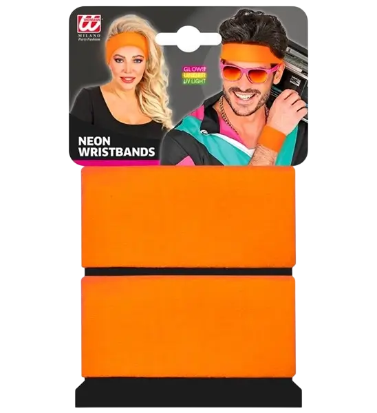 Paire de Poignets Orange Fluo – Bracelets Néon pour Soirée Années 80, Festival &amp; Déguisement