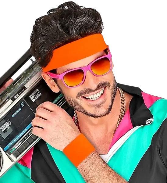 Paire de Poignets Orange Fluo – Bracelets Néon pour Soirée Années 80, Festival &amp; Déguisement