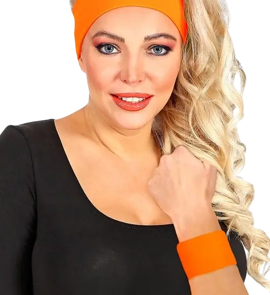 Paire de Poignets Orange Fluo – Bracelets Néon pour Soirée Années 80, Festival &amp; Déguisement