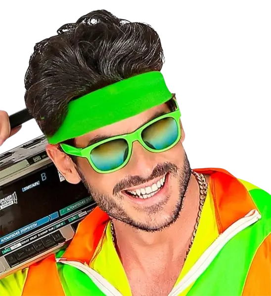 Bandeau vert fluo – accessoire sportif et festif pour soirée fluo, festival et années 80