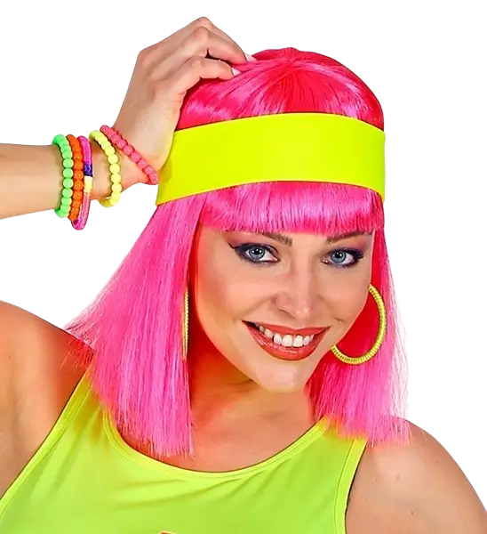 Bandeau jaune fluo – accessoire sportif et festif pour soirée fluo, festival et années 80