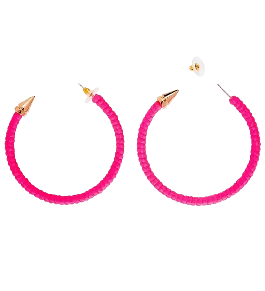 Boucles d'Oreilles Rose Fluo – Accessoire Néon pour Soirée Années 80 &amp; Festival