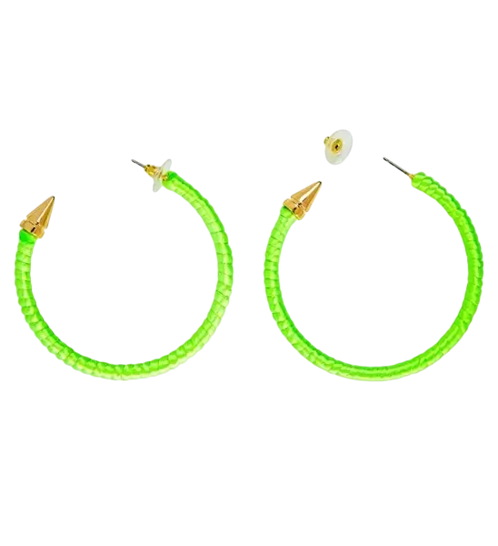 Boucles d'oreilles vert néon – accessoire fluo pour soirée, festival et déguisement années 80