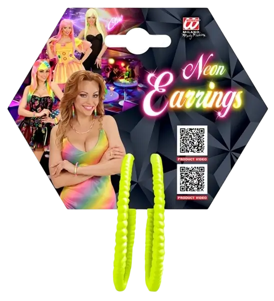Boucles d'oreilles jaune néon – accessoire fluo pour soirée, festival et déguisement années 80