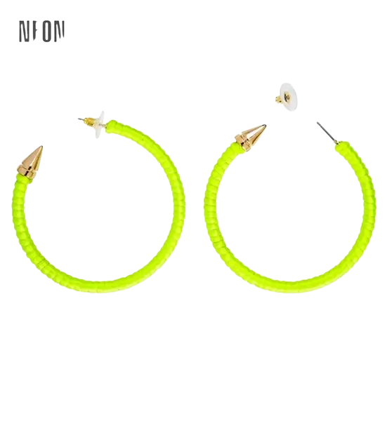 Boucles d'oreilles jaune néon – accessoire fluo pour soirée, festival et déguisement années 80