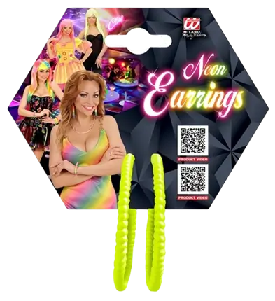 Boucles d'oreilles jaune néon – accessoire fluo pour soirée, festival et déguisement années 80