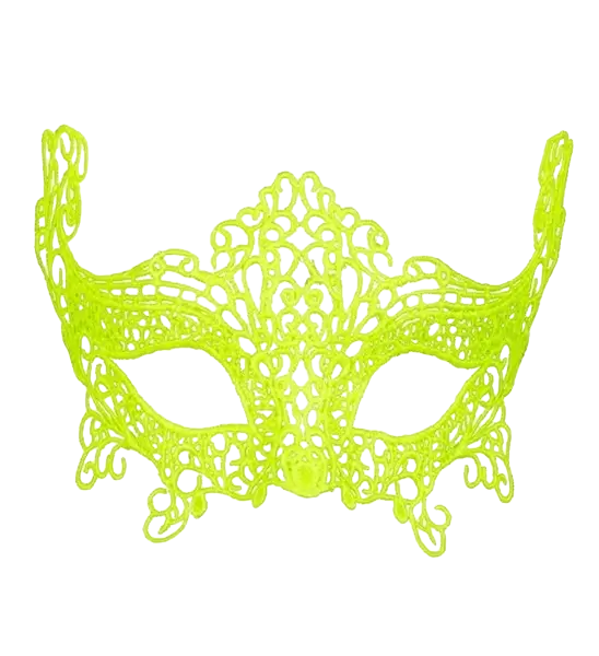 Loup jaune fluo en dentelle – Masque de déguisement élégant pour soirée à thème