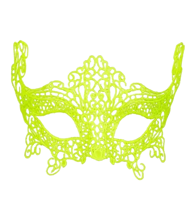 Loup jaune fluo en dentelle – Masque de déguisement élégant pour soirée à thème