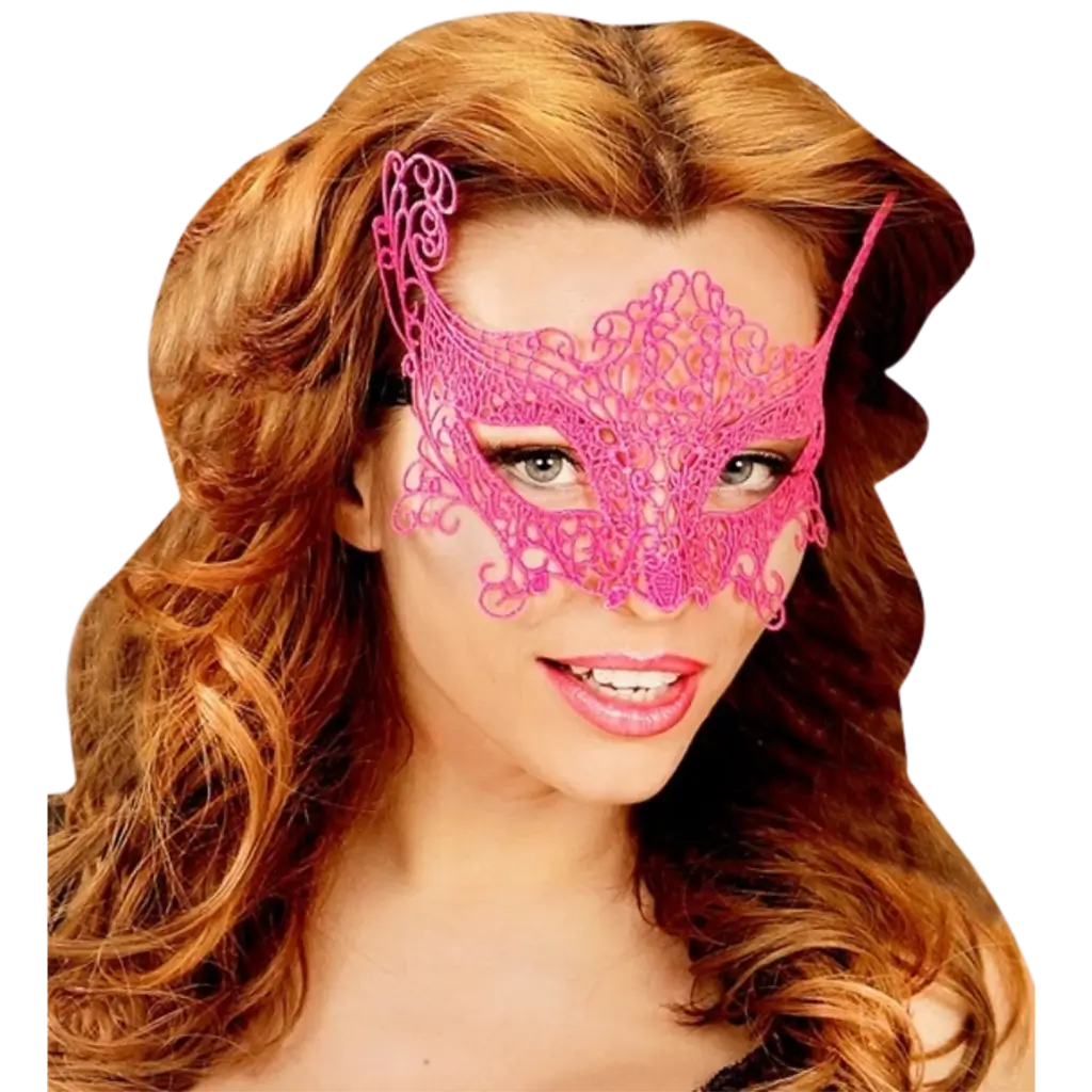Loup Néon Rose en Dentelle – Masque Fluo pour Soirée, Festival &amp; Déguisement