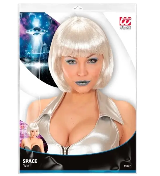 Perruque carré blonde - Perruque de l'espace – Accessoire futuriste pour déguisement et soirée à thème