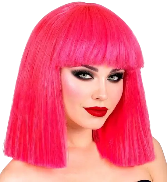 Perruque Showgirl rose fluo pour adulte – perruque flashy pour soirée, festival et déguisement