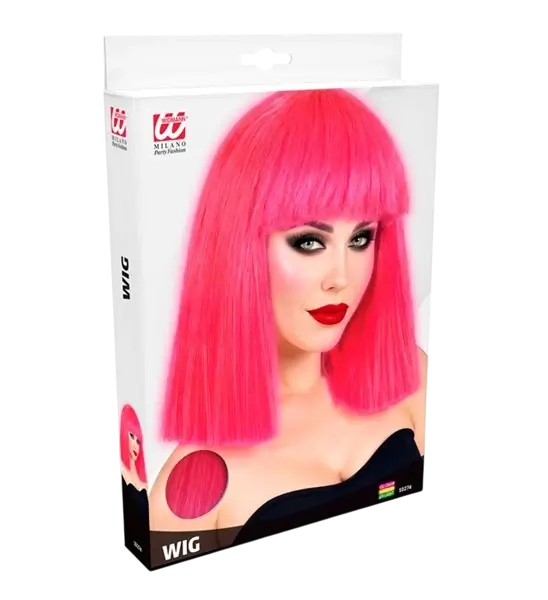 Perruque Showgirl rose fluo pour adulte – perruque flashy pour soirée, festival et déguisement