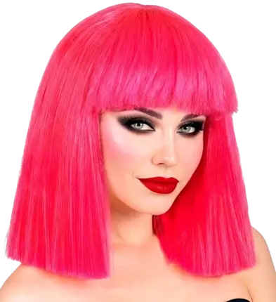 Perruque Showgirl rose fluo pour adulte – perruque flashy pour soirée, festival et déguisement