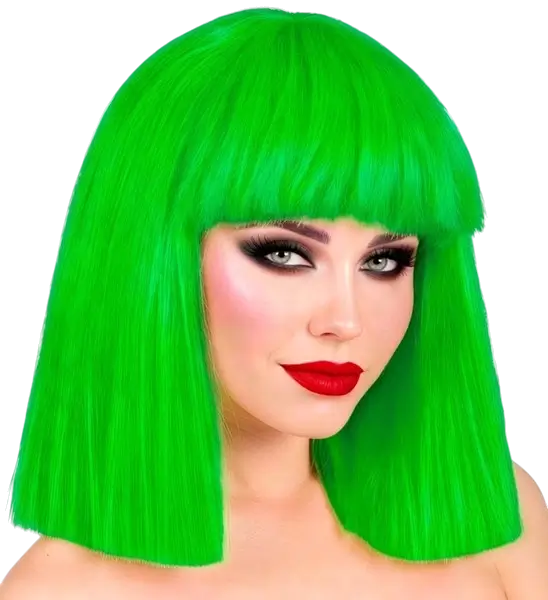 Perruque Showgirl vert fluo pour adulte – perruque flashy pour soirée, festival et déguisement