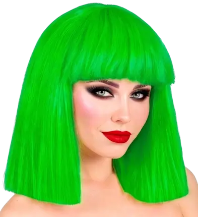 Perruque Showgirl vert fluo pour adulte – perruque flashy pour soirée, festival et déguisement