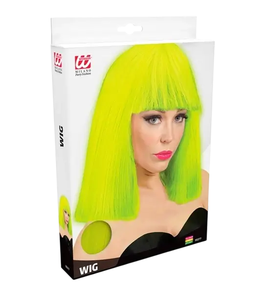 Perruque Showgirl jaune fluo pour adulte – perruque flashy pour soirée, festival et déguisement