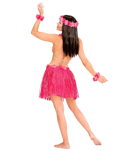 Kit déguisement hawaïenne rose – jupe hula et accessoires pour soirée tropicale