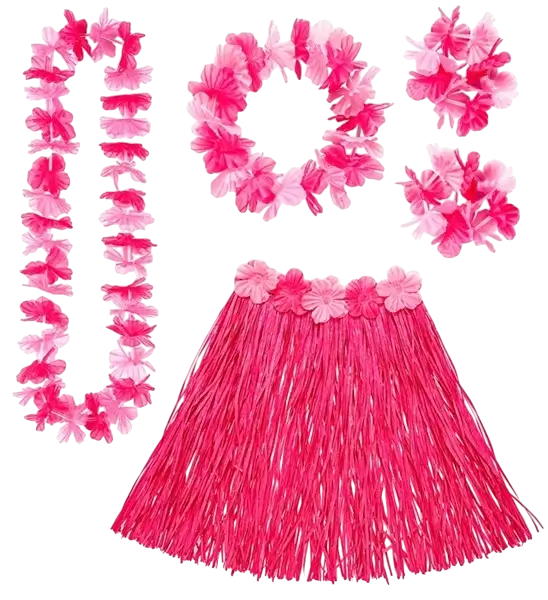 Kit déguisement hawaïenne rose – jupe hula et accessoires pour soirée tropicale