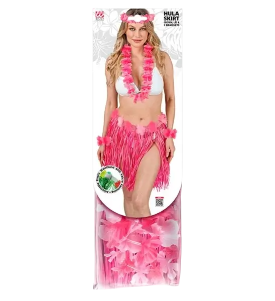 Kit déguisement hawaïenne rose – jupe hula et accessoires pour soirée tropicale