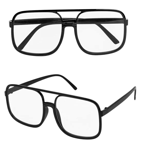Lunettes hip-hop années 90 avec verres transparents – accessoire rétro pour soirée à thème
